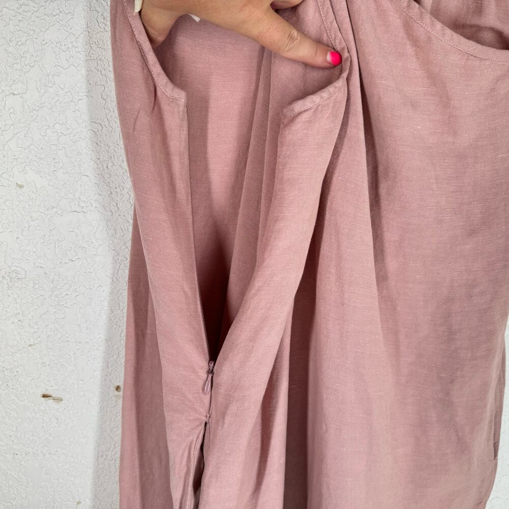Hatch Blush Pink Linen Jumpsuit with Tie Straps - Picture 9 of 12